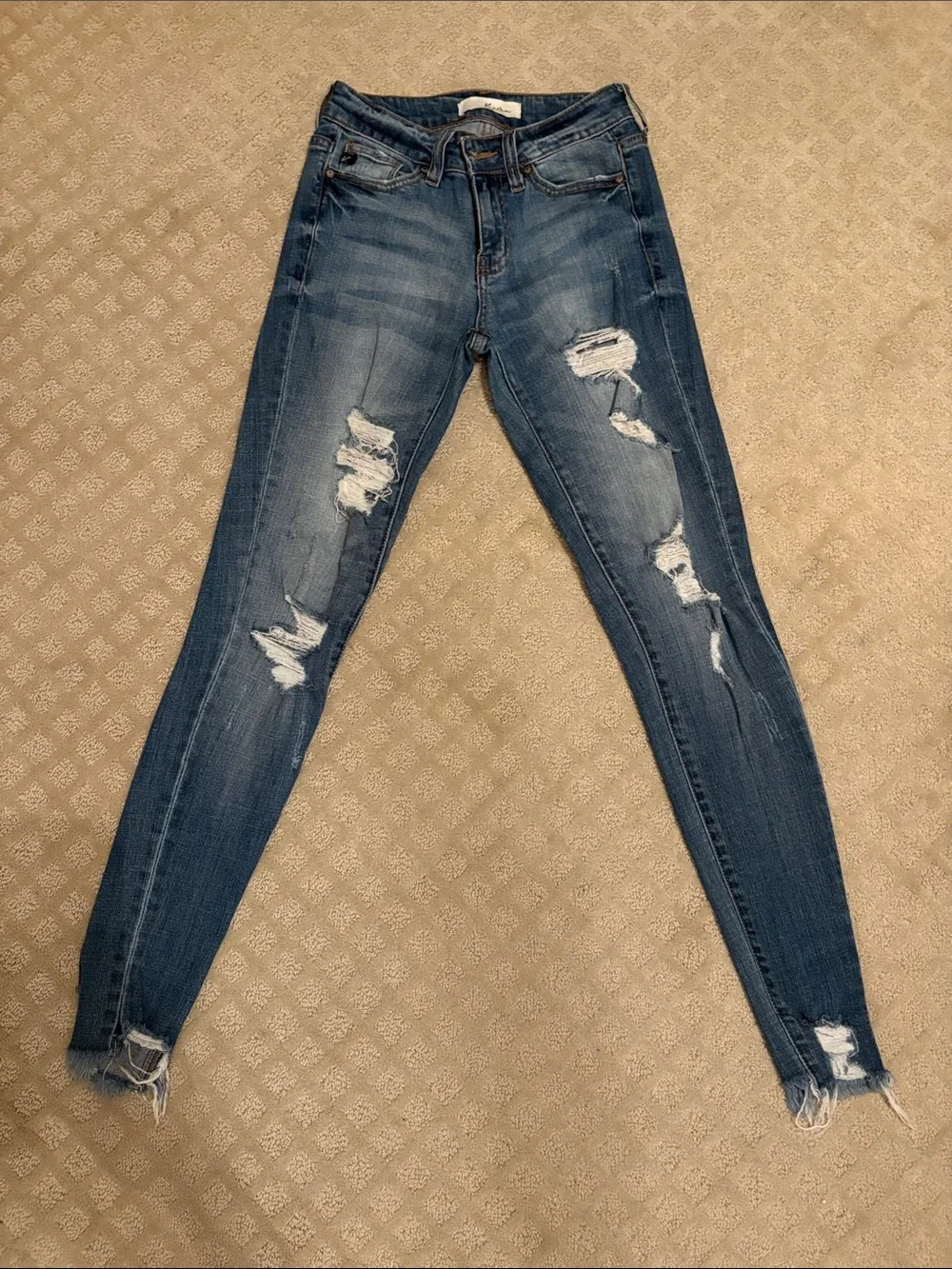 KanCan Distressed Skinny Jeans in Medium Blue